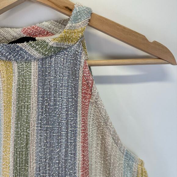 W5 Multicolored Vertical Stripe Button Back Womens Halter Tank Top Size Large - Picture 5 of 11